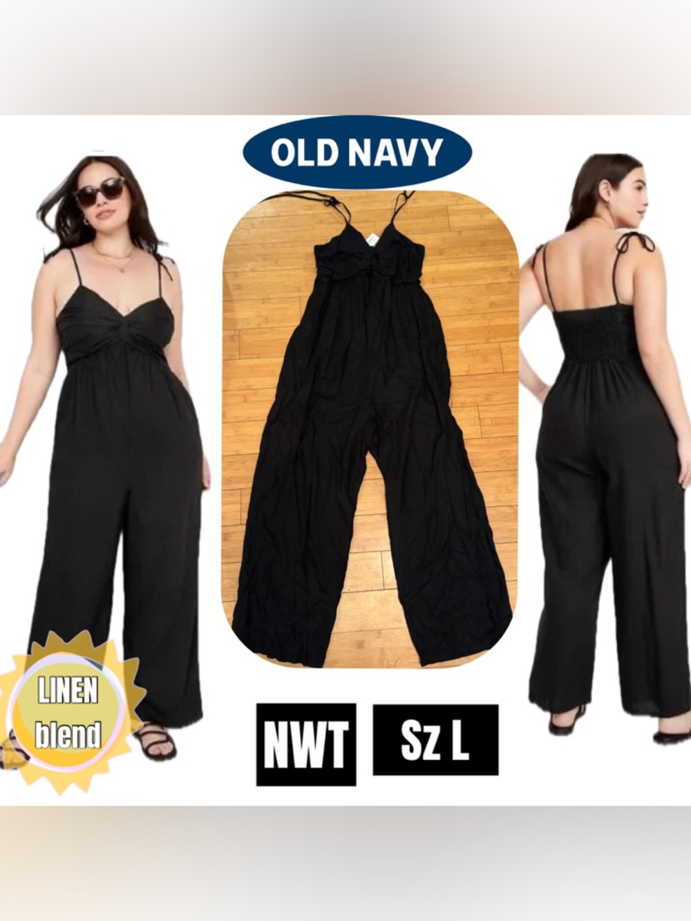 Old Navy Black Tie-Strap Wide-Leg Jumpsuit